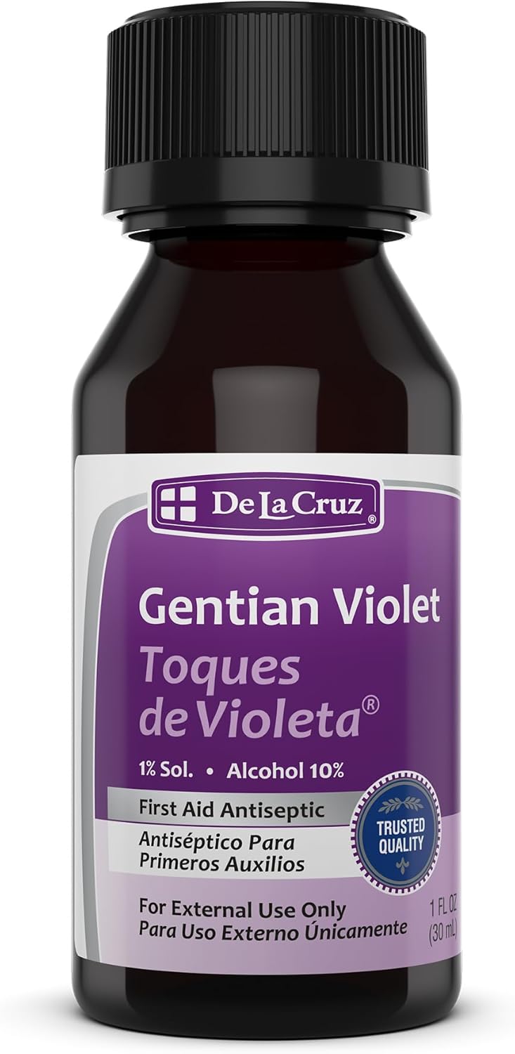 De La Cruz Gentian Violet - Violeta De Genciana - Tincture Of Violet 1% First Aid Antiseptic, 1 Fl Oz (2 Bottles)