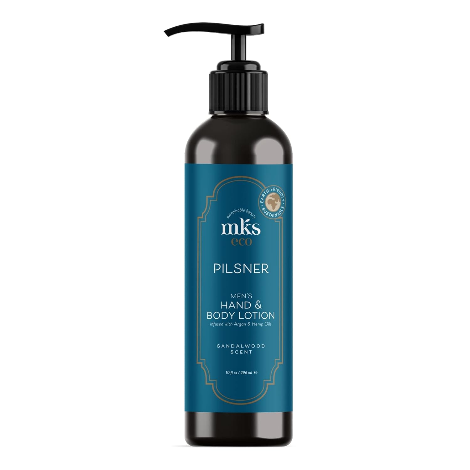 Mks Eco For Men Pilsner Hand & Body Lotion, Sandalwood Scent - 10 Oz - Hydrate, Smooth & Protect Skin - With Hemp Seed Oil & Argan Oil - Vegan, Cruelty Free