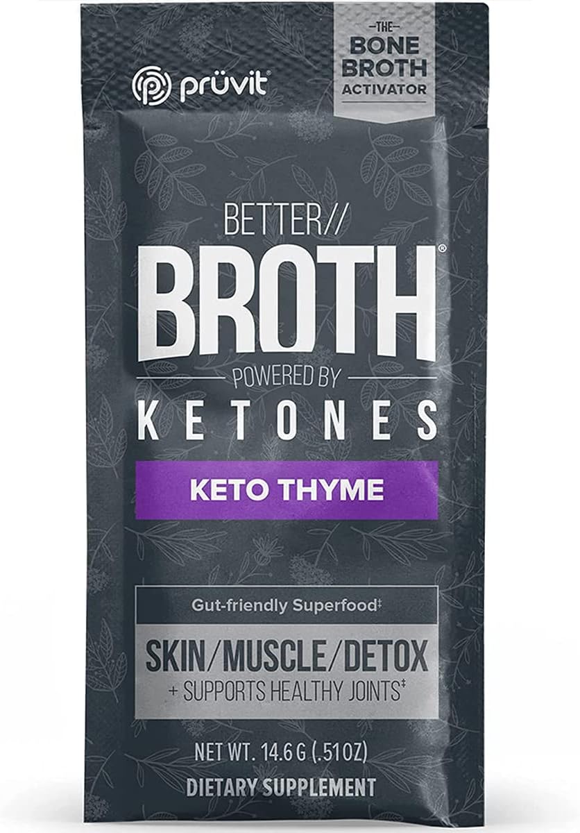 Pruvit Better Broth Keto Thyme For Joint Support, Muscle Recovery And For Improving The Appearance Of Skin And Hair - 20 Count