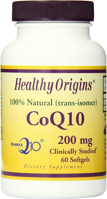 Healthy Origins CoQ10 (Kaneka Q10), 200 mg - Heart Health & Energy Supplement - Gluten-Free & Non-GMO Supplements - 60 Softgels