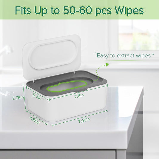 Baby Wipes Dispenser, Wipes Case Baby Wipe Holder Keeps Wipes Fresh, Non-Slip, Easy Open & Close (Gray)
