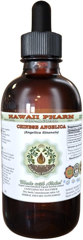 Hawaii Pharm Angelica Chinese Alcohol-Free Liquid Extract, Organic Angelica (Angelica Sinensis) Dried Root Glycerite Natural Herbal Supplement 2 oz