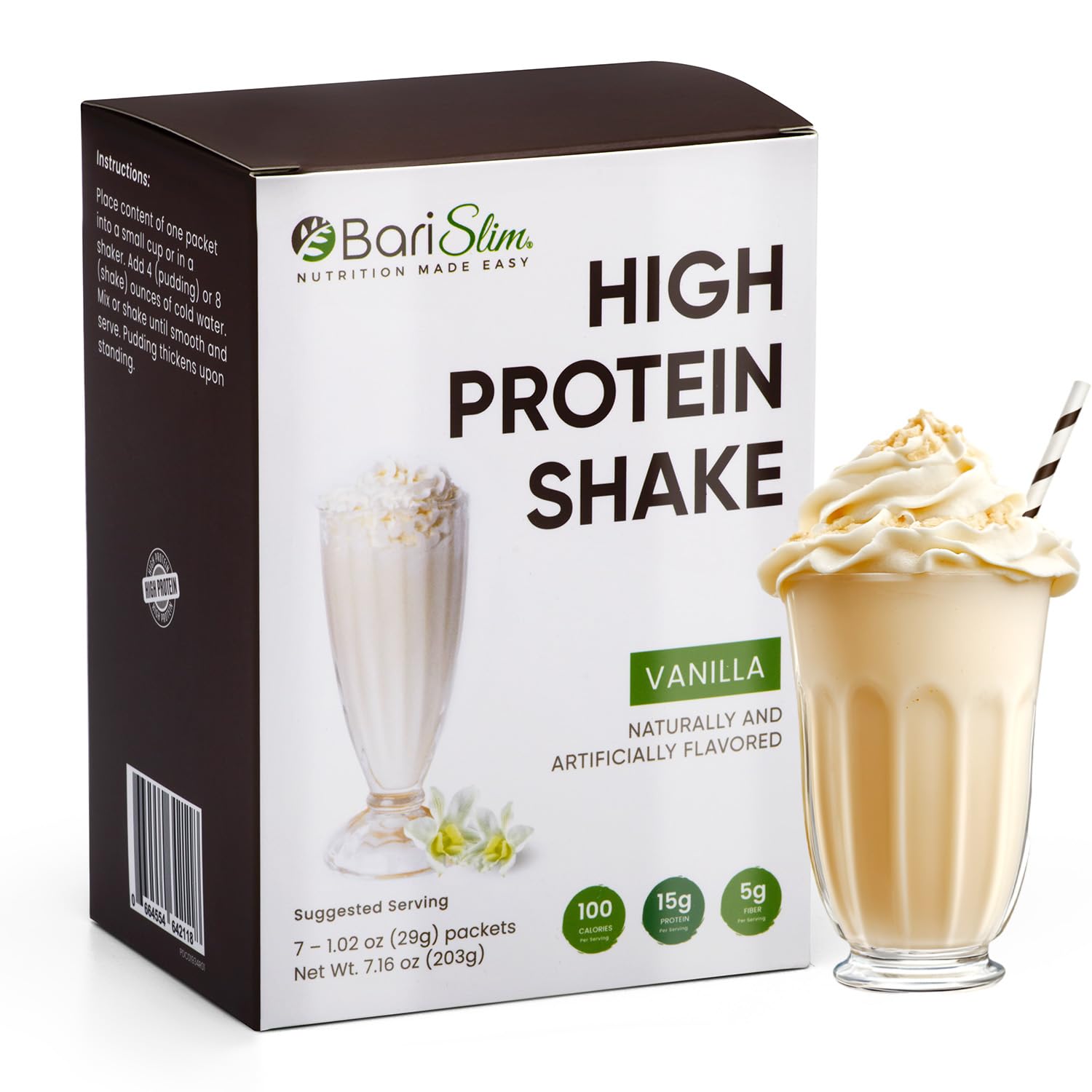 Barislim High Protein Shake - Delicious & Nutritious Meal Replacement Shake - Low Sugar & Carb - Formulated For Bariatric Patients & Post-Weight Loss Surgery Support | Vanilla Shake (9 Oz)
