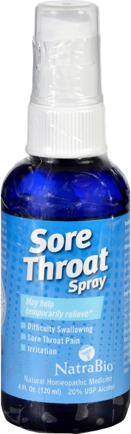 Natrabio Sore Throat Spray, Peppermint, 4 Fluid Ounce : Health & Household