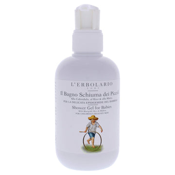 L'Erbolario Shower Gel For Babies - Extremely Delicate Cleansing Base - Ideal For Children’S Sensitive Skin - Enriched With Rice Proteins - Made With Protective And Softening Extracts - 6.7 Oz