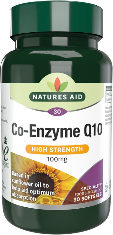 Natures Aid Co-Enzyme Q10 Co-Q-10 30Mg – 30 Softgels - Supports Heart Health & Energy Production - High Potency Ubiquinone - Vegan, Gluten Free, Non-Gmo - Food Supplement For Daily Wellness