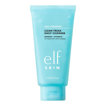 E.L.F. Skin Holy Hydration! Clean Freak Daily Cleanser, Gentle Hydrating Gel Face Cleanser, Made With Hyaluronic Acid, Vegan & Cruelty-Free, 5.5 Fl Oz