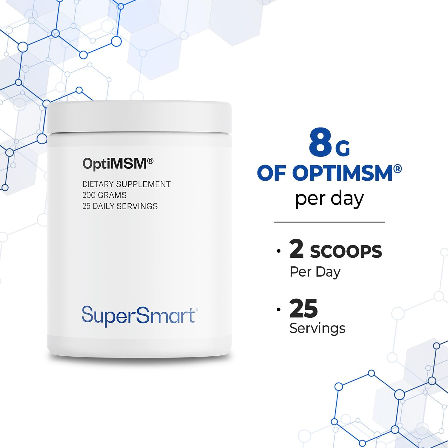 Supersmart Optimsm (Patented & High Purity Formula) - Methyl-Sulfonyl-Methane Msm Powder Supplement | Vegan & Gluten Free - 200 G : Health & Household