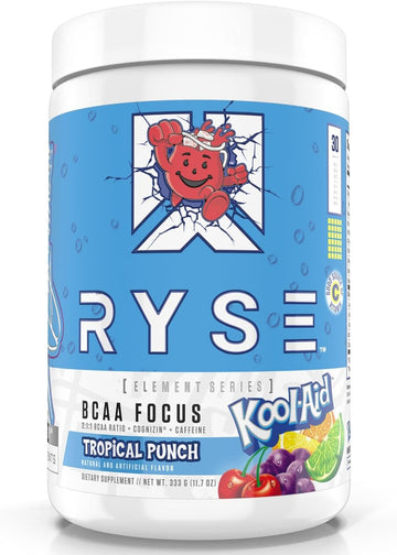 Ryse Element Series Bcaa Focus | Hydrate, Focus, Recover | Designed For Versatility | With Bcaas, Caffeine, & Electrolytes | 30 Servings (Tropical Punch)