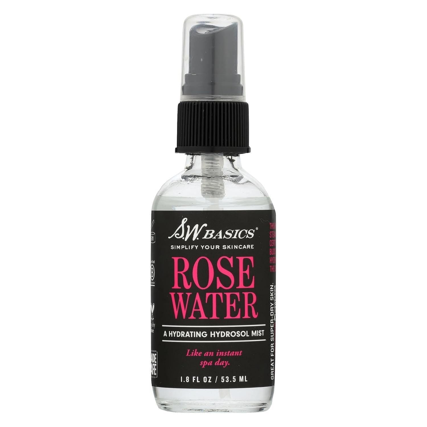 S.W. Basics A Refreshing Skin Toning Mist Organic Rose Water Face Spray, Rosewater, 1.8 Fl Oz : Beauty & Personal Care