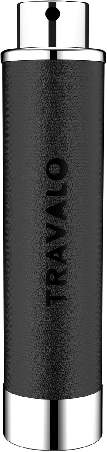 Travalo Walzer Refillable Perfume Atomizer - Pocket-Size, Leak-Proof, Glass-Free Spray Bottle Safe For Air Travel - Mini Perfume Bottle With Black Leather Cover