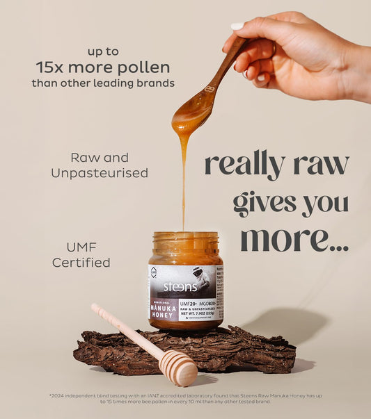 Steens Manuka Honey - Mgo 830+ - Pure & Raw 100% Certified Umf 20+ Manuka Honey - Bottled And Sealed In New Zealand - 7.9 Oz Jar