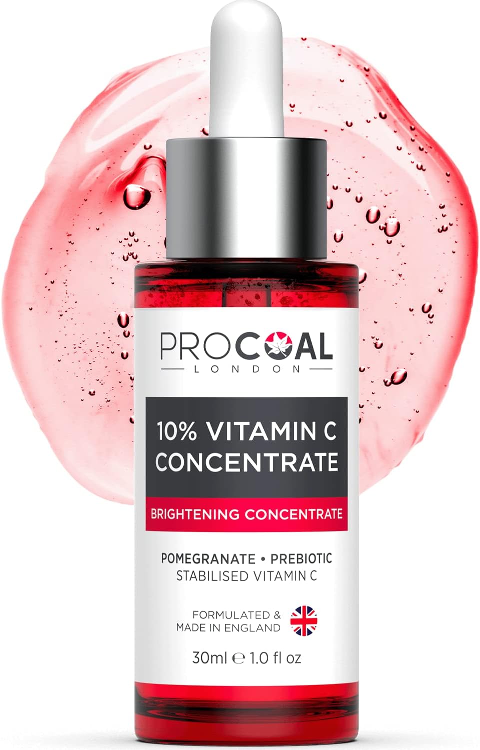 New Procoal 10% Vitamin C Serum Concentrate, New, Vegan, For Face With Prebiotics, Pomegranate & Kakadu Plum, 100% Recyclable Packaging, Made In Uk, 30Ml