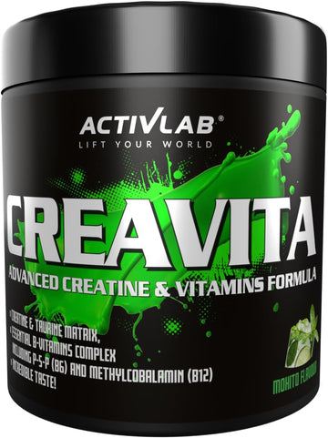 Activlab Creavita | Jar 300G | 30 Servings | Mohito Flavor | Creatine | Taurine | B Vitamins | Increasing Strength | Powder | 3X Lab Tested
