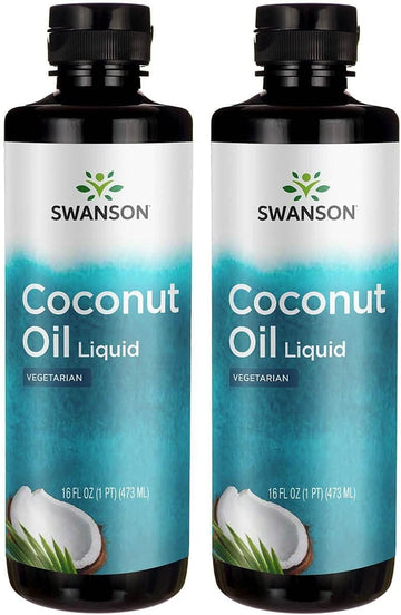 Swanson Liquid Coconut Oil Natural Flavor 16 Fl Ounce (1 Pt) (473 Ml) Liquid (2 Pack)