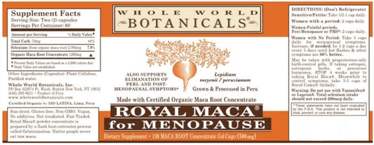 Whole World - Royal Maca 120 Gel Caps - Menopause Support : Health & Household