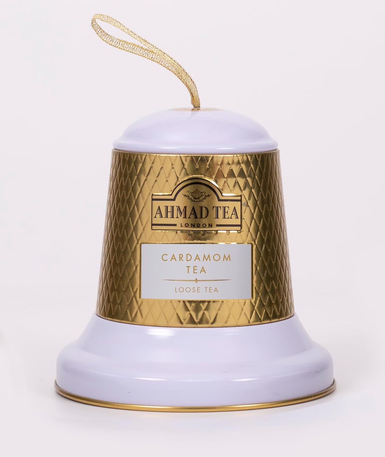 Ahmad Tea Gold And White Ornament Bell, Holiday Gifting, Contains Festive Spice Cardamom Loose Leaf Tea : Grocery & Gourmet Food