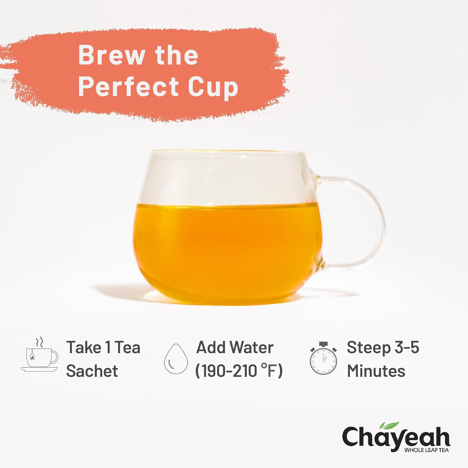 Chayeah, Mint Lemongrass, Black Tea Blended With Lemongrass, Peppermint & Apple, Caffeinated (16 Pyramid Tea Sachets)