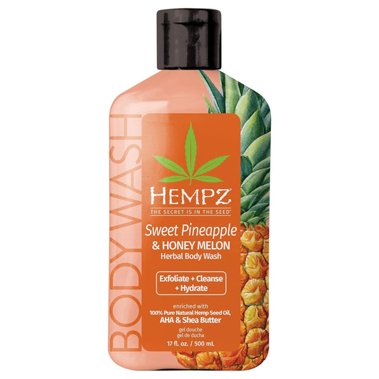 Hempz Body Wash - Sweet Pineapple & Honey Melon - Hydrating For Sensitive Skin, Scented, Exfoliating With Shea Butter, Pure Hemp Seed Oil, And Algae For Sensitive Skin - 17 Fl Oz : Beauty & Personal Care