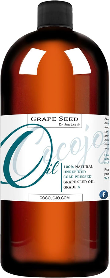 Grapeseed Oil - 100% Pure Unrefined Cold Pressed All Natural Non GMO Vegan Grape Seed Cold Pressed 16 or 32 oz Body Hair Face Skin Massage Moisturizing Premium Quality -Packaging May Vary - (32 oz)