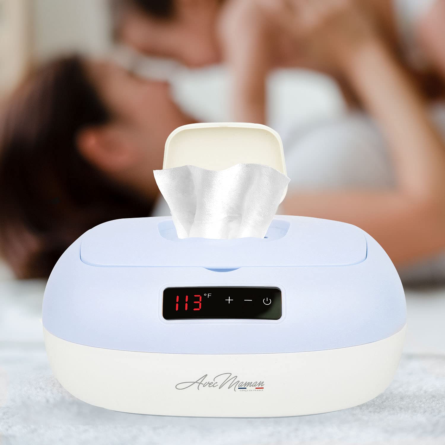 Avec Maman La Caresse Baby Wipe Warmer - Baby Essentials For Boys - Wet Wipe Dispenser - Adjustable Heat Settings Digital Display - Blue - Calentador De Wipes Para Bebes - Ideal For Baby Shower