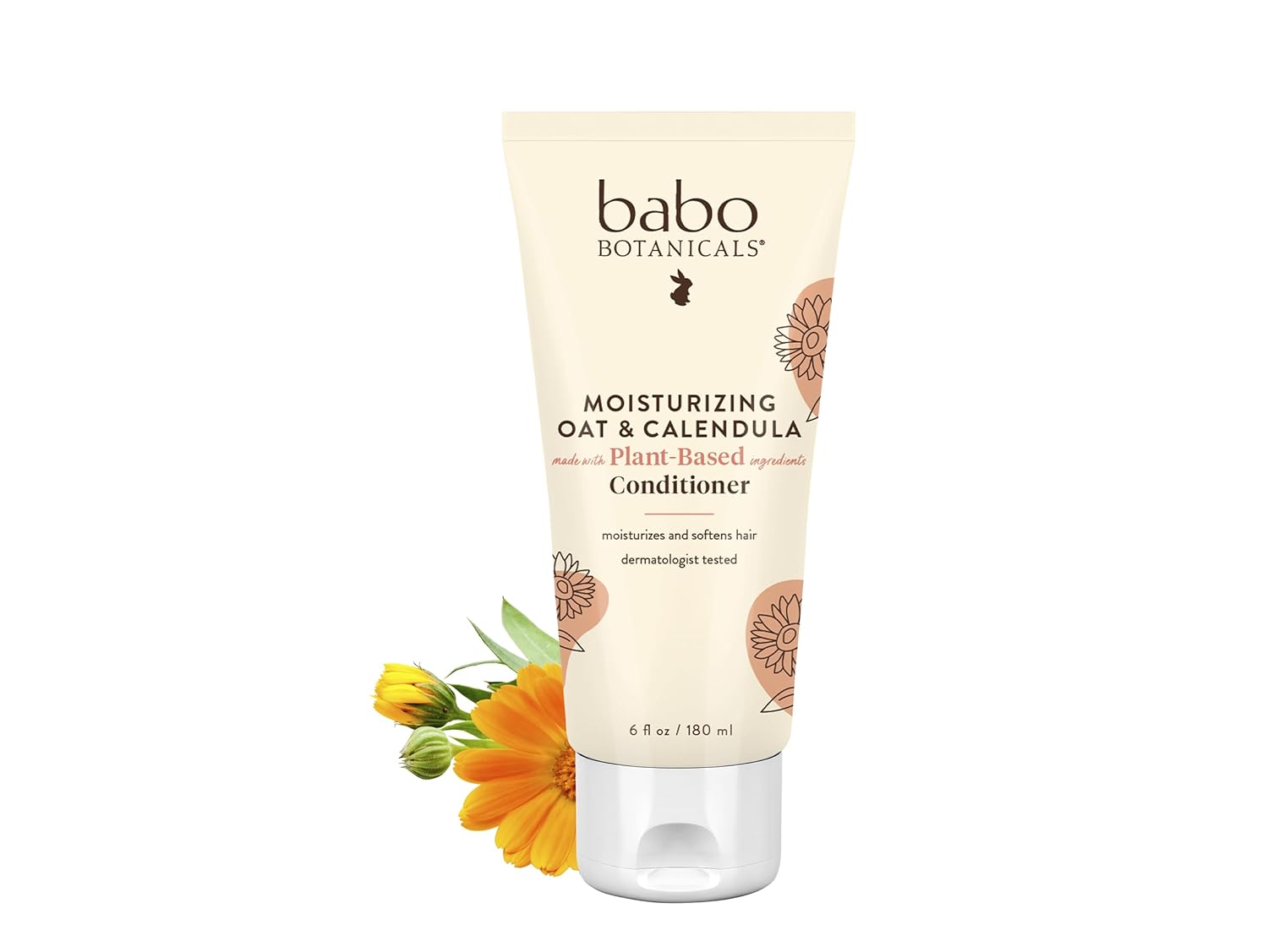 Babo Botanicals Moisturizing Oat & Calendula Conditioner - Silicone-Free - For Dry Or Sensitive Skin - For All Ages - Vegan - Lightly Scented