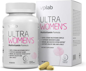 Vplab Ultra Women'S Multivitamin Formula - Supplement For Hair, Skin & Nails With Biotin, Iron, Vitamin B, D, C & Zinc, Folate - Essential Daily Vitamins For Women'S Health & Wellness, 90 Caplets