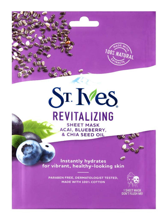 St. Ives Revital Acai Skin Care Sheet Mask, Count Of 6 : Beauty & Personal Care