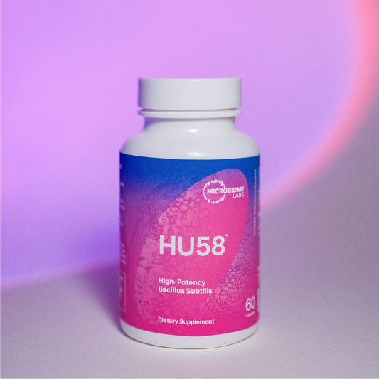 Microbiome Labs Hu58 Digestive Probiotic - Bacillus Subtilis Spore Probiotic For Gut Health + Immune Support - Men And Womens Probiotic With 100% Survivability In The Gi Tract (60 Capsules)