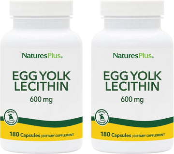 Natures Plus Egg Yolk Lecithin - 600 Mg, 90 Vegetarian Capsules - Pack Of 2 - Supports Body'S Natural Defenses & Optimal Liver Function - Soy Free, Gluten Free - 90 Servings