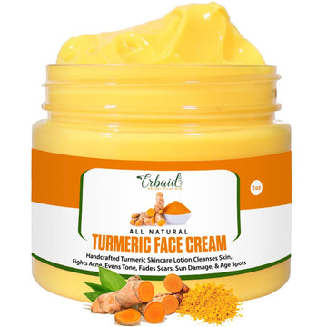 Turmeric Face Cream For Face & Body - All Natural Turmeric Skin Brightening Lotion - Turmeric Cleanses Skin, Fights Acne, Evens Tone, Fades Scars, Sun Damage Made In The Usa 2 Oz
