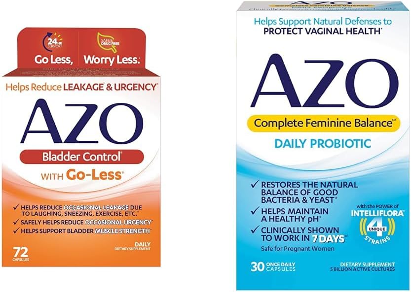 Azo Bladder Control With Go-Less Daily Supplement | Helps Reduce Occasional Urgency & Complete Feminine Balance Daily Probiotics For Women