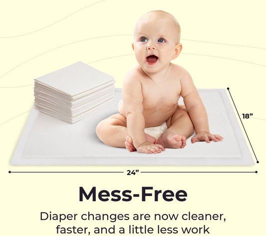 Peekapoo - Disposable Changing Pad Liners (100 Pack) Super Soft, Ultra Absorbent & Waterproof - Covers Any Surface For Mess Free Baby Diaper Changes