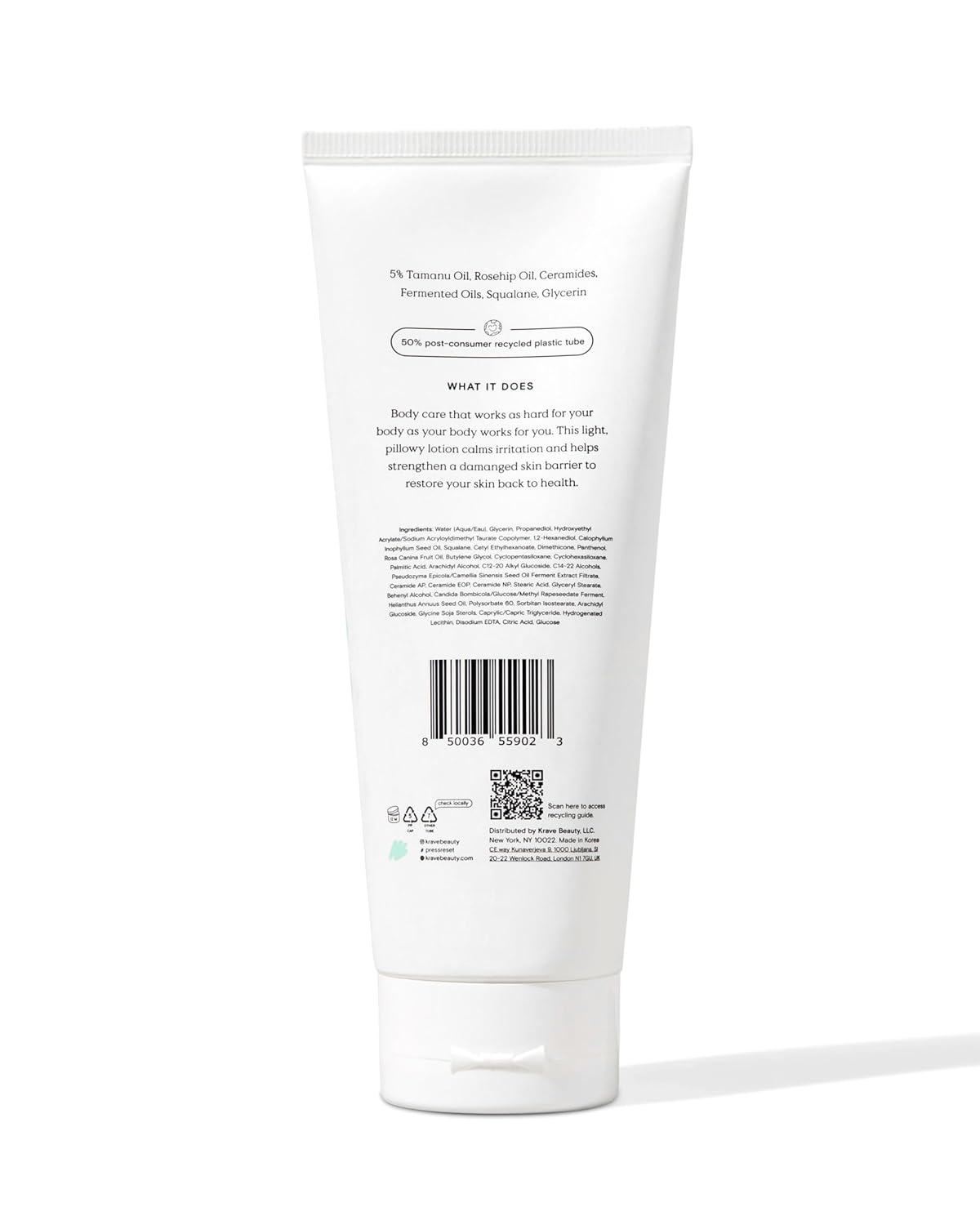 KraveBeauty Great Body Relief Skin Barrier Body Lotion, Contains 5% Tamanu Oil to Soothe Irritation and Ceramides to Retain Moisture, For All Skin Types, Vegan & Cruelty Free, 6.76 fl oz : Beauty & Personal Care