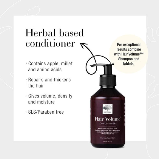 New Nordic Hair Volume Conditioner 250Ml - Herbal Based Hair Repair And Thickening Conditioner For Dry Damaged Hair - Suitable For Men And Women