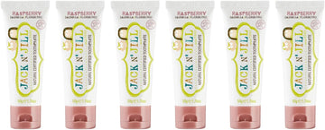 Jack N' Jill Natural Toddler Toothpaste For Baby, Kids And Infants 6 Months & Up, Fluoride Free Training Toothpaste For Toddlers 1-3, 40% Xylitol, Bpa Free - Raspberry, 1.76 Oz (Pack Of 6)