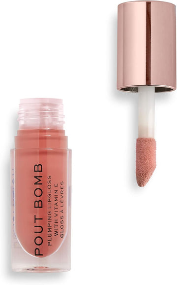 Revolution Makeup Pout Bomb Plumping Gloss, High Shine, Rich Pigment, Soft Tingle Effect, Peachy Coral