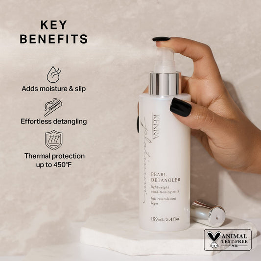 Kenra Platinum Pearl Detangler | Lightweight Conditioning Milk | Adds Moisture & Slip | Effortless Detangling & Manageability | Thermal Protection Up To 450F | All Hair Types | 5.4 Fl. Oz