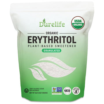 Durelife Usda Organic Erythritol Sweetener, Non Gmo Verified, Keto Certified, No After Taste, Kosher, Zero Calorie Plant-Based Sugar Alternative 5 Lb