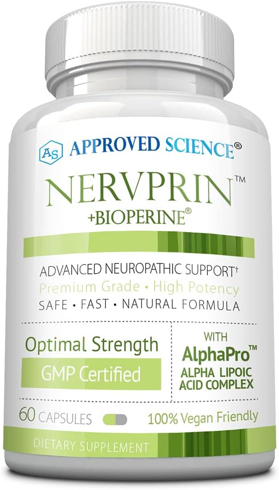 Approved Science Nervprin - Nerve Support - Benfotiamine, B12, R-Alpha-Lipoic Acid, Corydalis, Boswellia, BioPerine - 60 Capsules - Made in The USA
