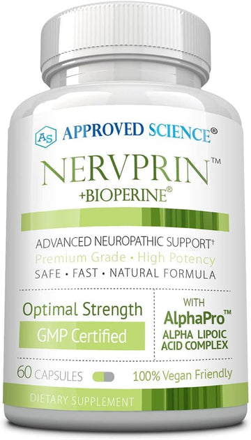 Approved Science Nervprin - Nerve Support - Benfotiamine, B12, R-Alpha-Lipoic Acid, Corydalis, Boswellia, BioPerine - 60 Capsules - Made in The USA
