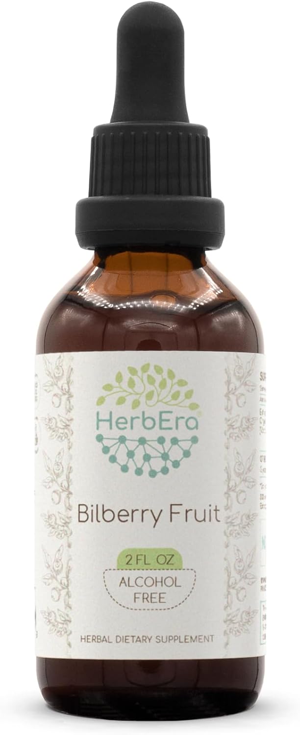 Bilberry Fruit B120 Alcohol-Free Herbal Extract Tincture, Concentrated Liquid Drops Natural Bilberry (Vaccinium Myrtillus) (4 Fl Oz)