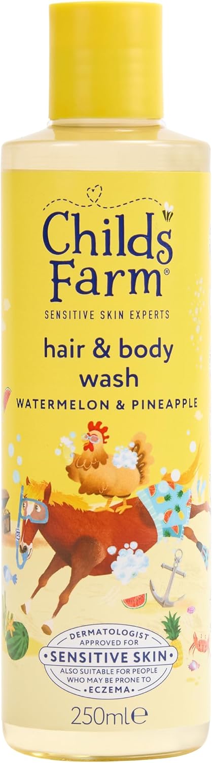 Childs Farm Kids Hair & Body Wash, Watermelon & Pineapple | Tear-Free, Gently Cleanses | Suitable For Dry, Sensitive Skin, 250Ml