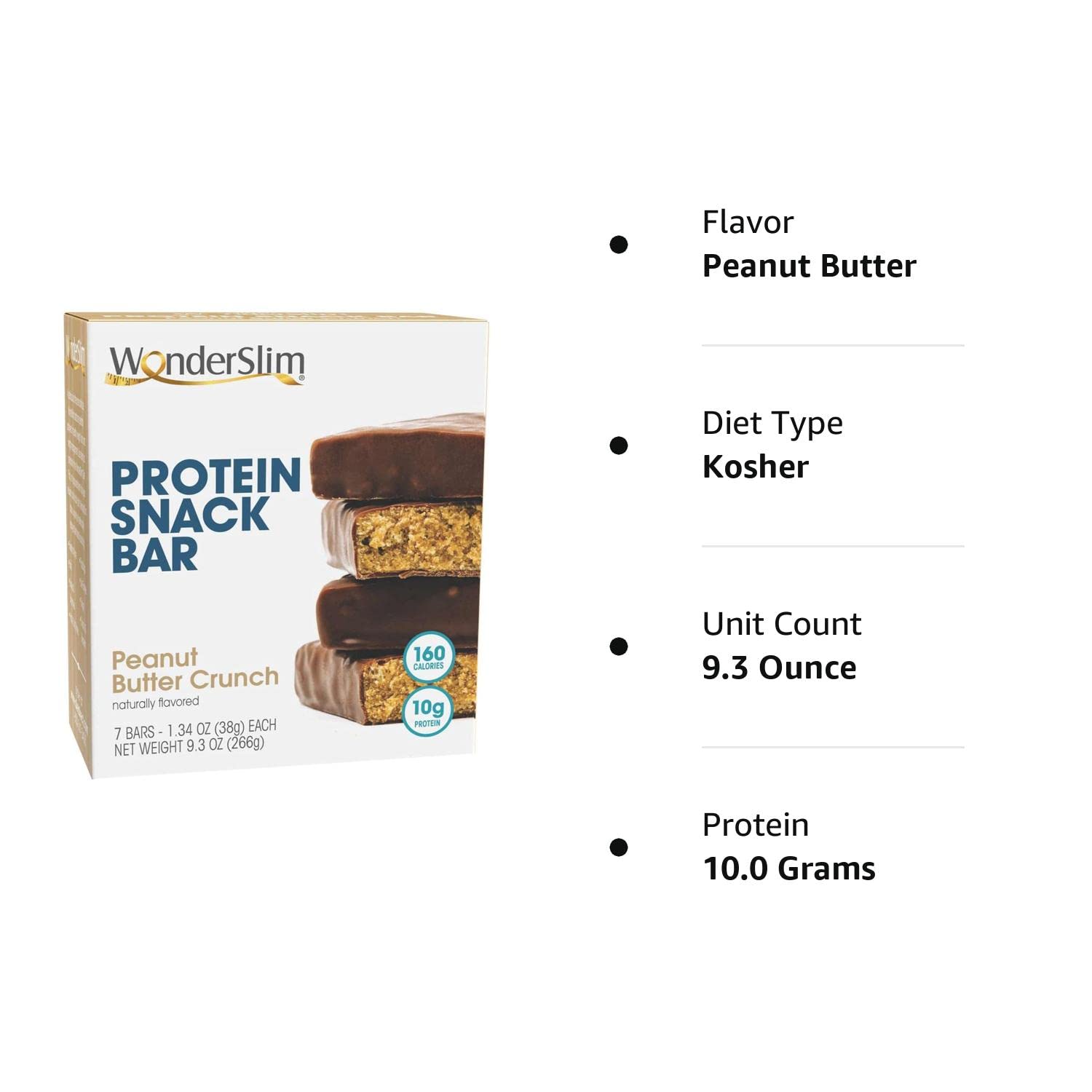 WonderSlim Protein Snack Bar, Peanut Butter Crunch, 10g Protein, Gluten Free (7ct) : Grocery & Gourmet Food