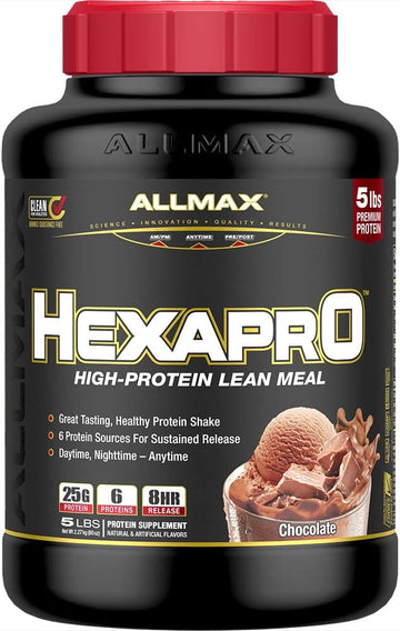 ALLMAX HEXAPRO, Chocolate - 5 lb - 25 Grams of Protein Per Serving - 8