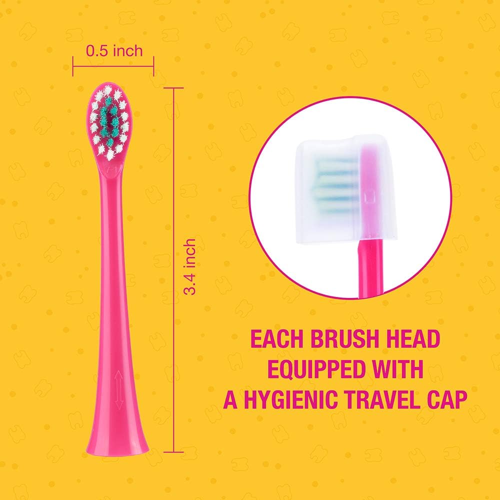 4-Pack Replacement Toothbrush Heads for Sonic V200 Rechargeable Kids Electric Toothbrushes, 7X More Plaque Removal, End-Rounded Soft Bristles, Comfortable & Efficient Clean Teeth, Perfect for Kids : Health & Household