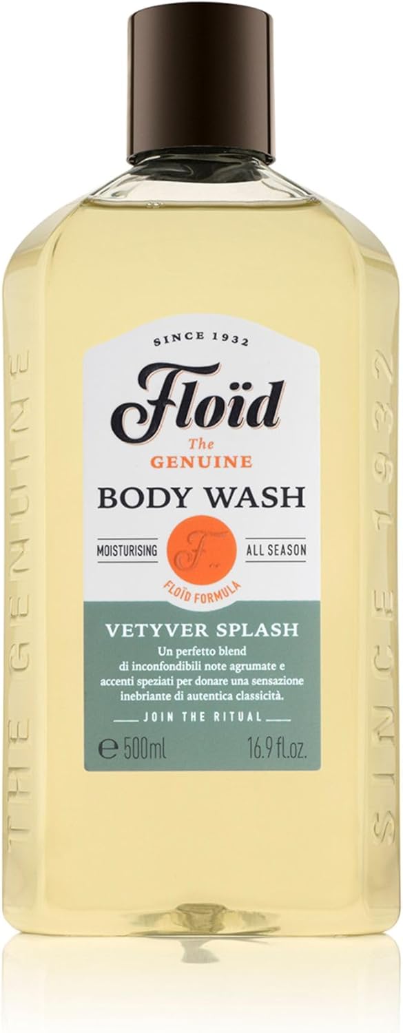 Floid Vetyver Splash Body Wash (500Ml), Men'S Body Wash Cleanses, Moisturises, And Purifies Skin Without Drying It Out, Nourishing Skin Care With An Unmistakable Scent