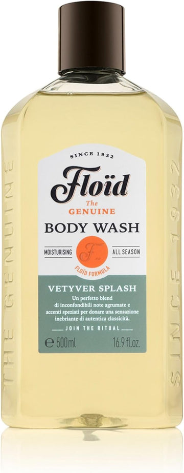 Floid Vetyver Splash Body Wash (500Ml), Men'S Body Wash Cleanses, Moisturises, And Purifies Skin Without Drying It Out, Nourishing Skin Care With An Unmistakable Scent