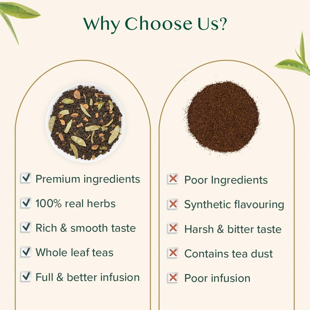 Vahdam, Double Spice Masala Chai Tea (50+ Cups, 3.53Oz) Strong, Robust & Spicy Blend - Black Tea Ctc, Cardamom, Cinnamon, Cloves & Black Pepper | Pure Unblended Loose Leaf Tea | Vacuum Sealed