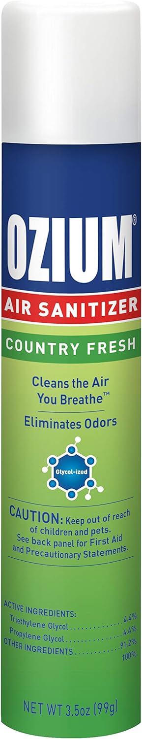 Ozium Air Sanitizer & Odor Eliminator for Homes, Cars, Offices and More, Country Fresh, 3.5 Ounce (Pack of 4)